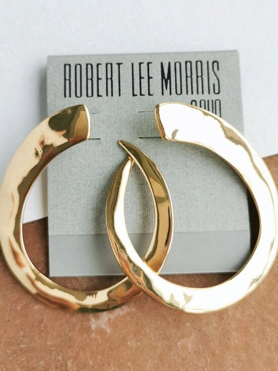 ROBERT LEE MORRIS Jewelry - Robert Lee Morris Gold Crescent Hoop Earrings
